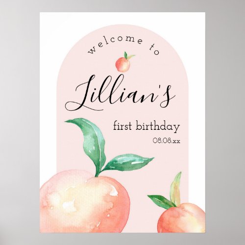 Peach Birthday Party or Baby Shower Welcome Sign