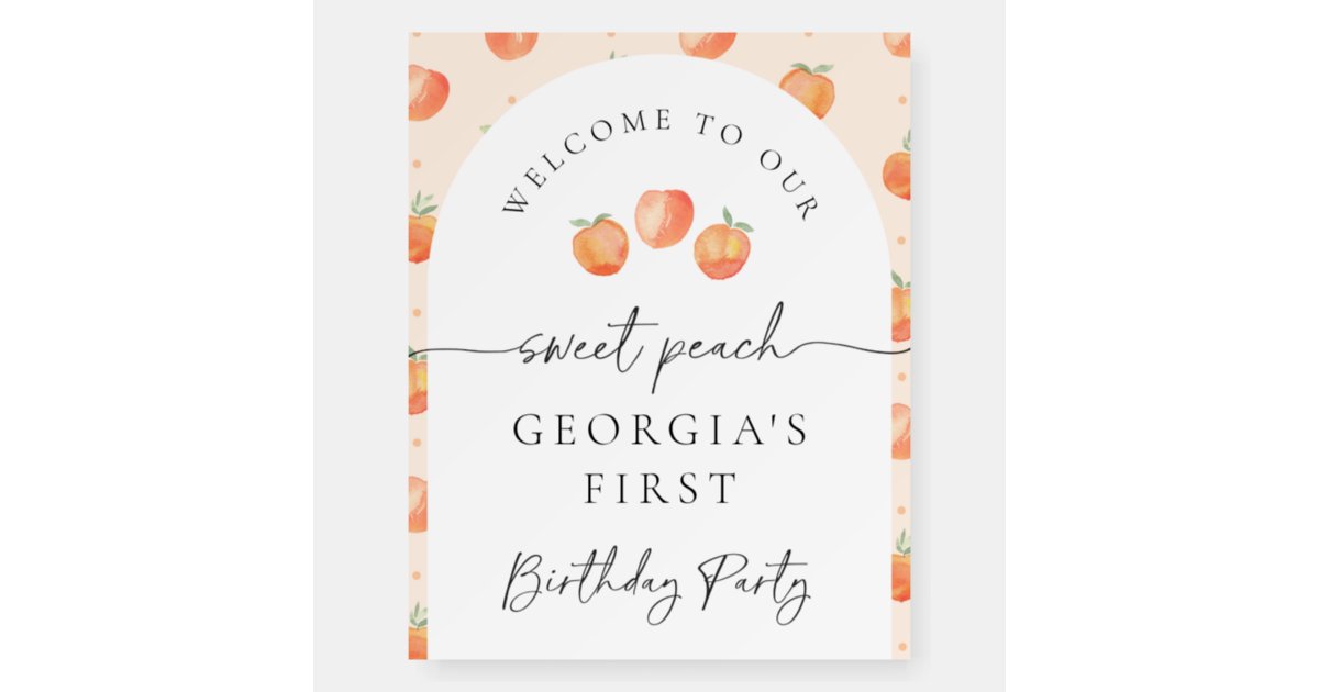 Peach Birthday Party Welcome Sign, Peach Party