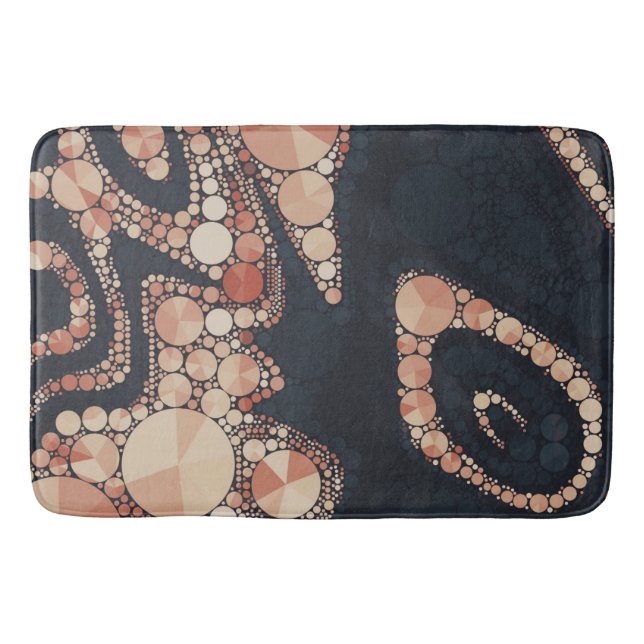 Peach Black Bling Abstract Bathroom Mat (Front)