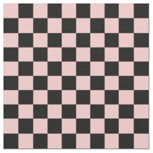 Peach & Black Checkerboard Fabric