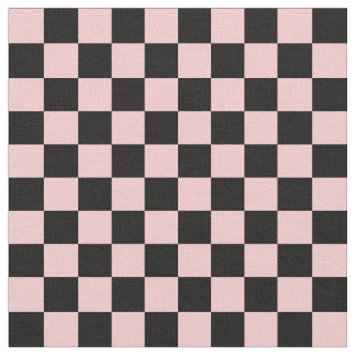Peach & Black Checkerboard Fabric