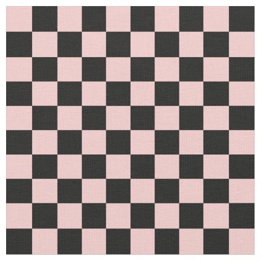 Peach & Black Checkerboard Fabric