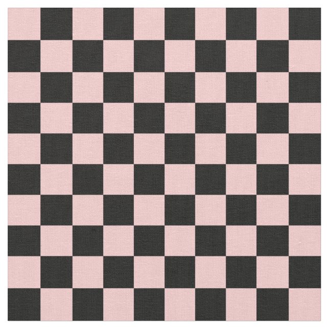 Peach & Black Checkerboard Fabric (Close Up)