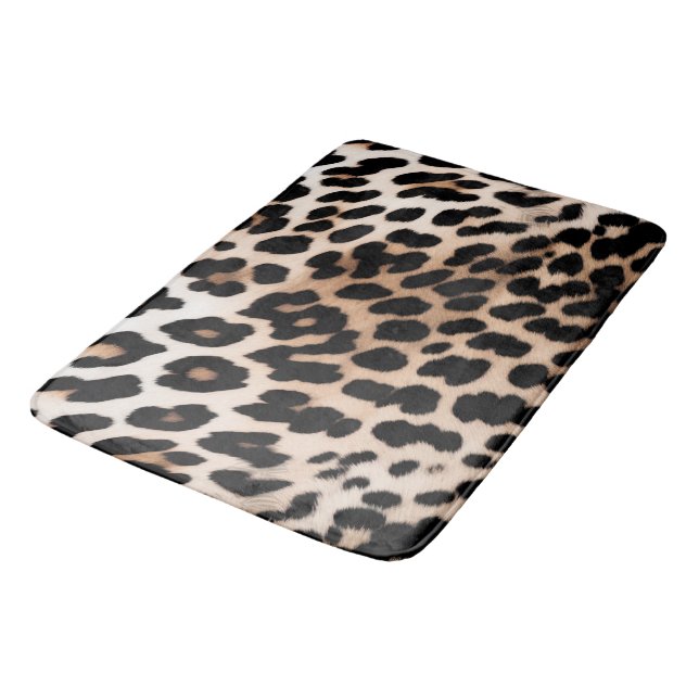 Peach Black Cream Leopard Animal  Bath Mat (Angled)