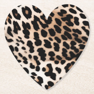 Peach Black Cream Leopard Christmas Paper Coaster