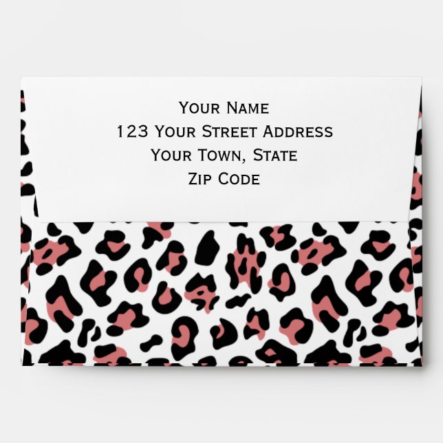 Peach Black Leopard Animal Print Pattern Envelope (Back (Top Flap))