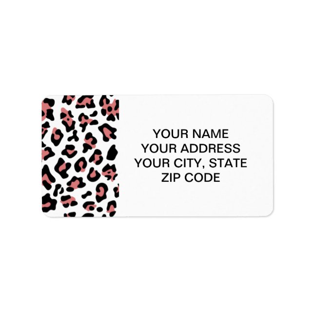 Peach Black Leopard Animal Print Pattern Label (Front)