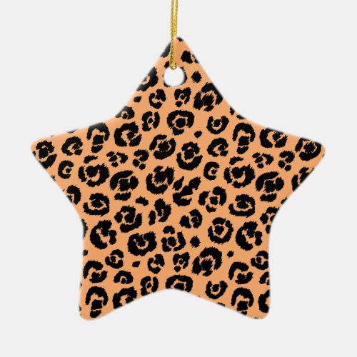 Peach Black Leopard Print Ceramic Ornament