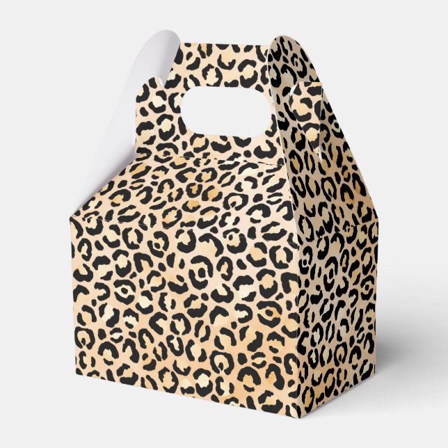 Peach Black Leopard Print         Favor Boxes (Front Side)