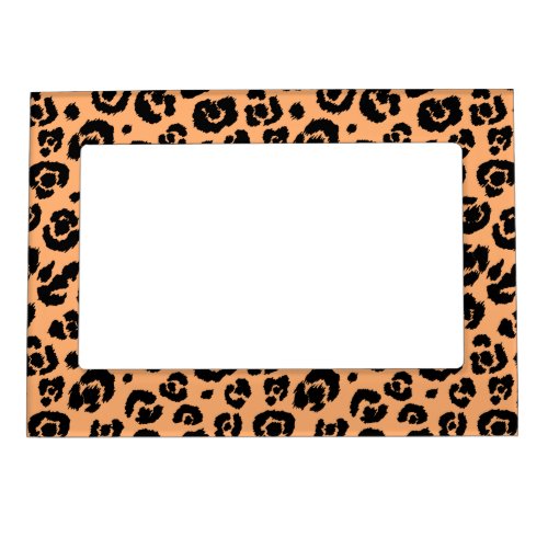 Peach Black Leopard Print Magnetic Photo Frame