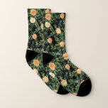 Peach Black Peony & Rose Floral Wedding Socks<br><div class="desc">Beautiful Peach & Black peony & rose floral wedding invitations with abundant greenery.  Perfect for a floral theme or traditional white wedding in the Spring or Summer.  Customize the color and text to make this wedding invite your own!</div>