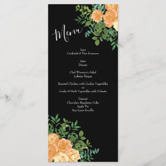 Peach Black Peony Rose Wedding Menu