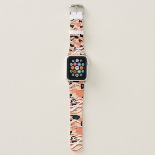 Peach Black White Abstract Pattern Apple Watch Band