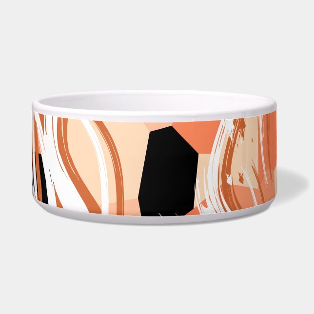 Peach Black White Abstract Pattern. Bowl (Front)