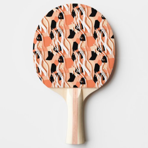 Peach Black White Abstract Pattern Ping Pong Paddle
