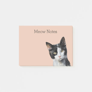 Peach Black White Kitty Cat Post-it Notes