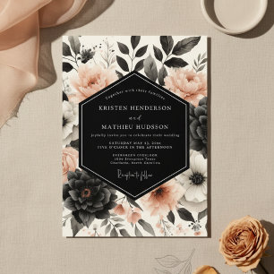 Peach Bloom Nocturne Wedding Invitation
