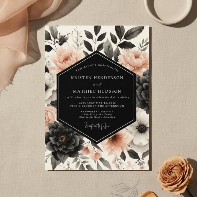 Peach Bloom Nocturne Wedding Invitation (Creator Uploaded)