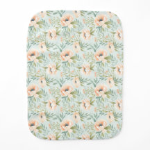 Peach Blooming Floral Flower Baby Burp Cloth