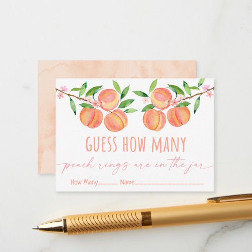 Peach Blossom Birthday Guess How Many Game Enclosure Card