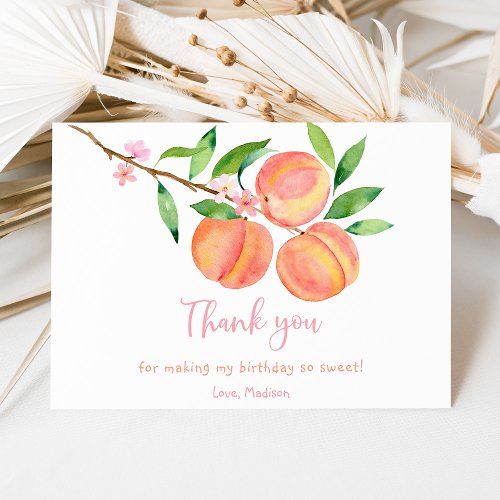 Peach Blossom Birthday Thank You Card
