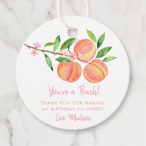 Peach Blossom Birthday Thank You Favor Tags