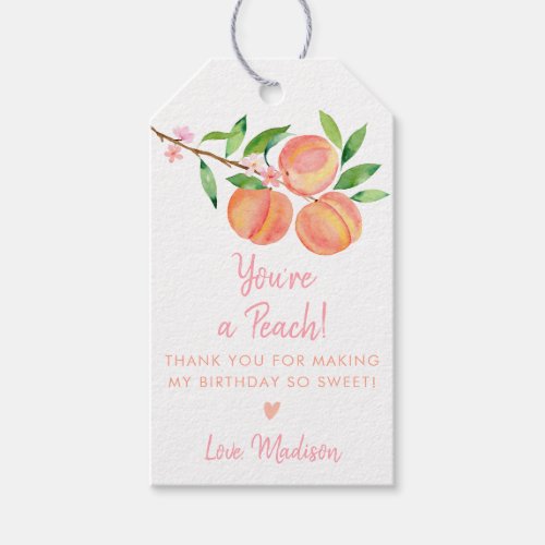 Peach Blossom Birthday Thank You Gift Tags
