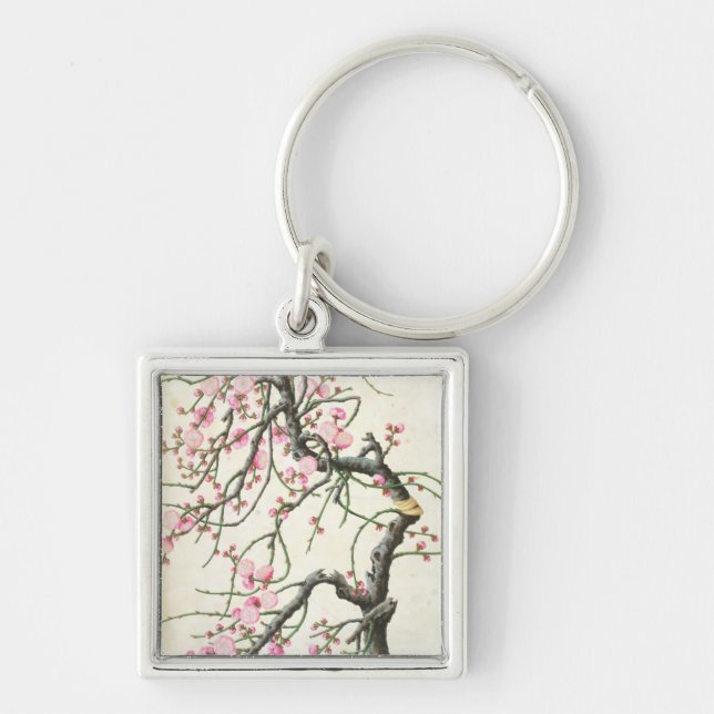 Peach blossom (colour on paper) keychain (Front)