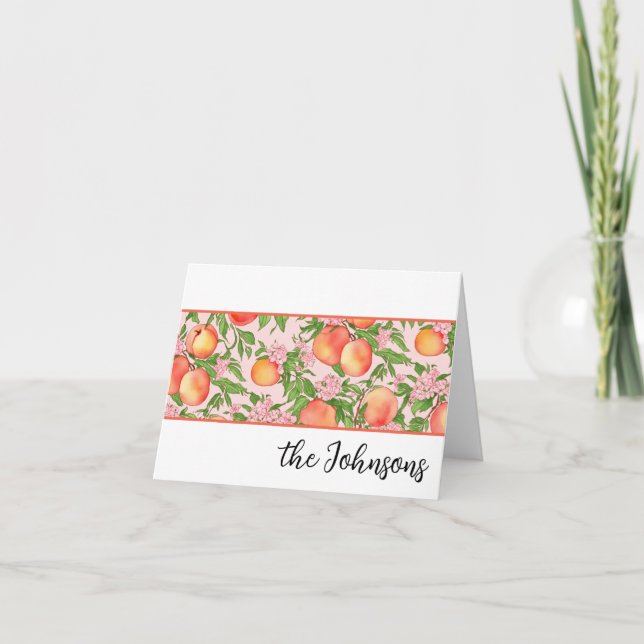 Peach Blossom Custom Stationery Thank You Car (Front)