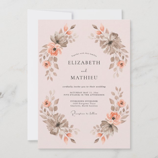 Peach Blossom Ethereal Wedding Invitation (Front)