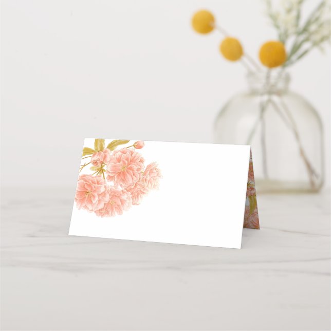 Peach blossom floral tent place cards (Back)