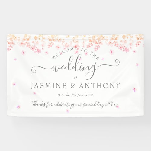 Peach Blossom Floral Wedding Banner