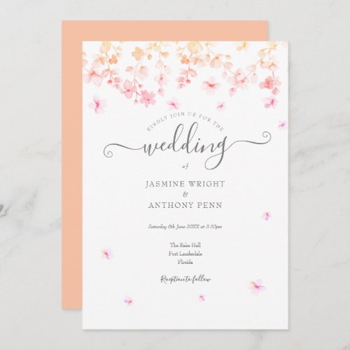 Peach Blossom Floral Wedding Invitation