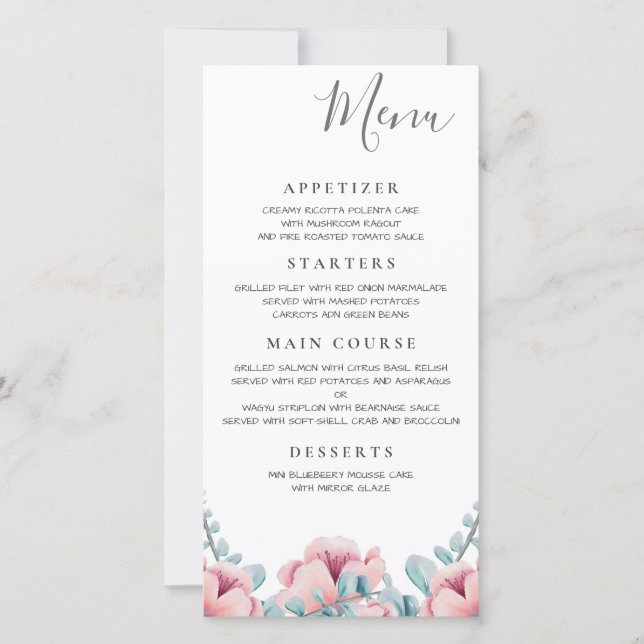 Peach Blossom | Floral Wedding Menu (Front)