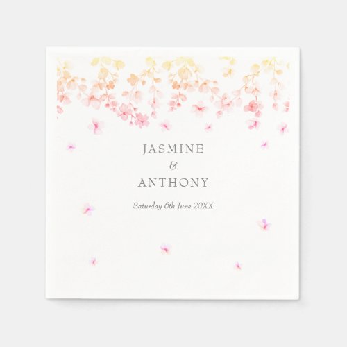 Peach Blossom Floral Wedding Napkins