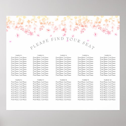 Peach Blossom Floral Wedding Poster