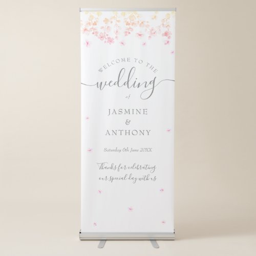 Peach Blossom Floral Wedding Retractable Banner