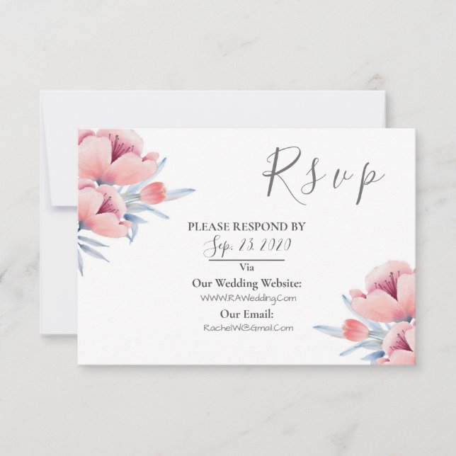 Peach Blossom | Floral Wedding RSVP Card (Front)