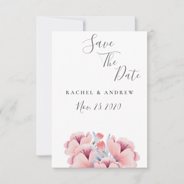 Peach Blossom | Floral Wedding Save the Date (Front)
