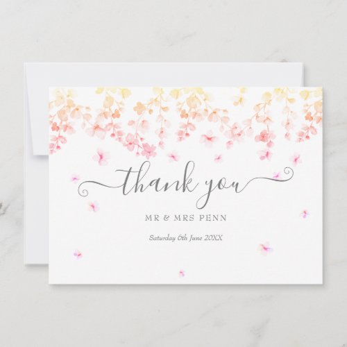 Peach Blossom Floral Wedding Thank You Card