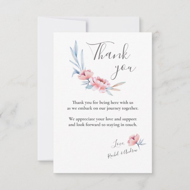 Peach Blossom | Floral Wedding Thank You Card (Front)