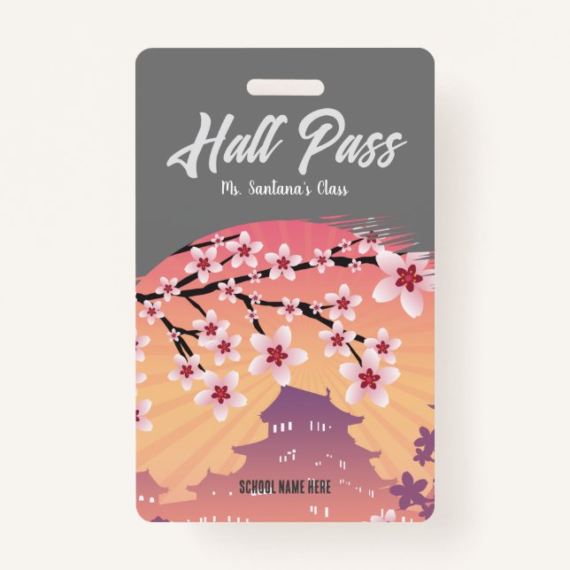 Peach Blossom Hall Pass Badge (Front)