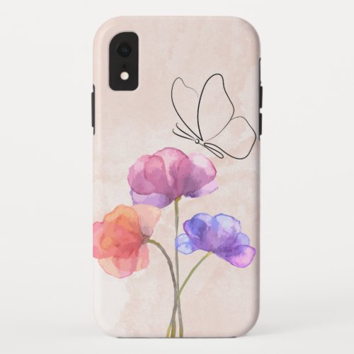 Peach Blossom Harmony Watercolor Flowers  Butter iPhone XR Case