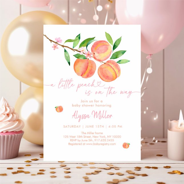 Peach Blossom Little Peach Baby Shower Invitation (Creator Uploaded)