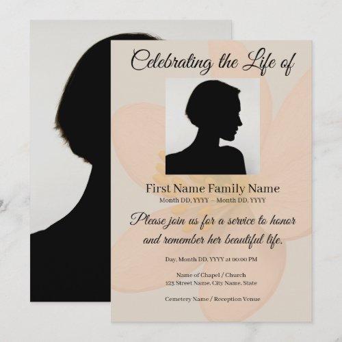 Peach blossom memorial invitation