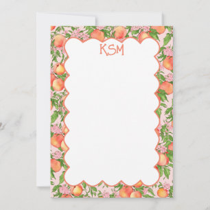 Peach Blossom Monogram Note Cards