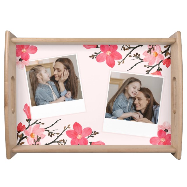 Peach Blossom Mother's Day Photo Serving Tray (Front)