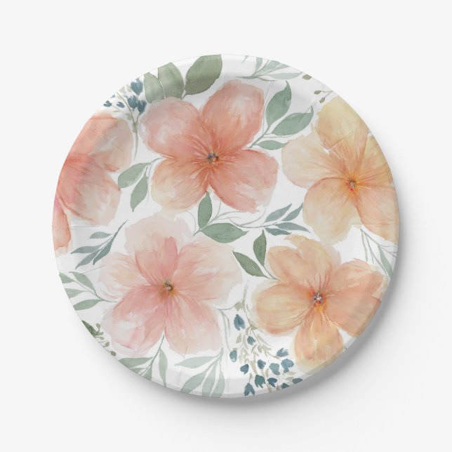 Peach Blossom  Paper Plates (Front)