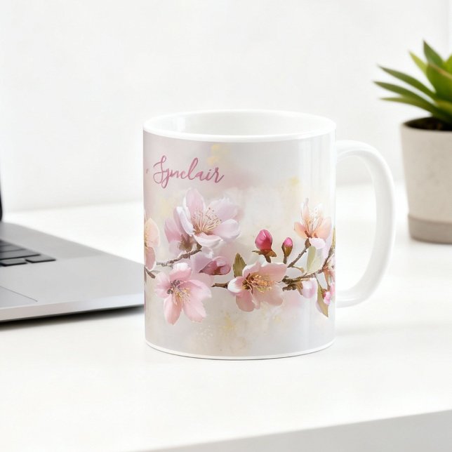 Peach Blossom Spring Floral Teacher Appreciation Coffee Mug (Creator Uploaded)
