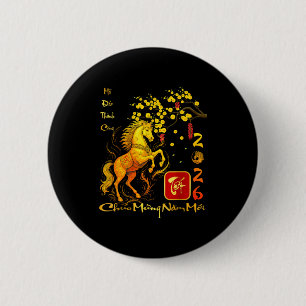 Peach Blossom Vietnamese Lunar New Year Horse 2026 Button